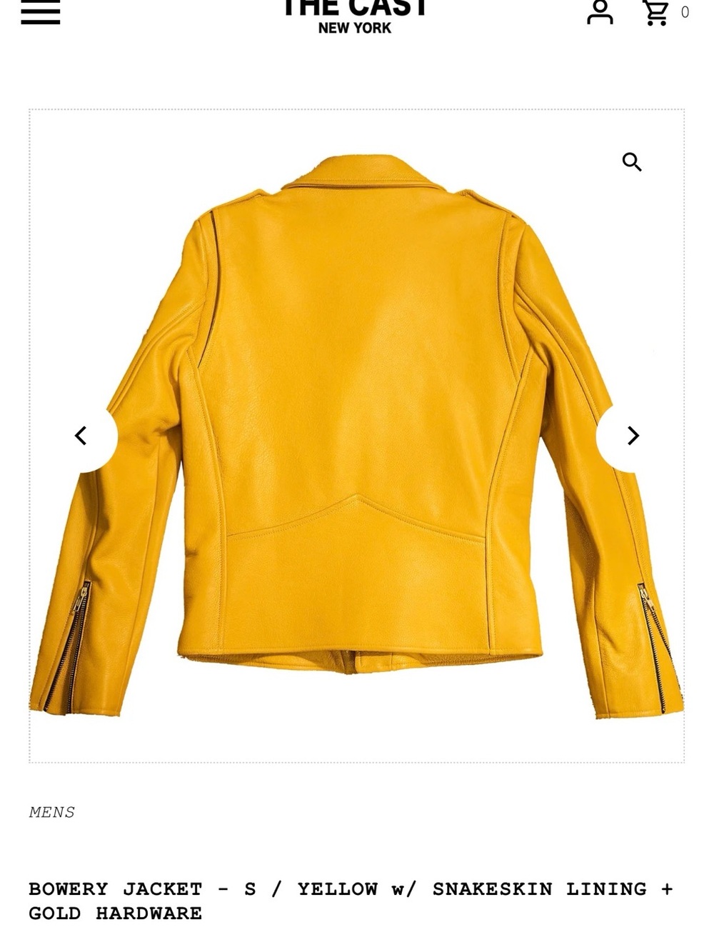 THE CAST - Yellow Leather Jacket w/ Snakeskin Silk Lining - Picture 2 of 4